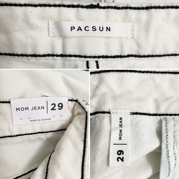 NWT PacSun Eco White & Green Mom Jeans Relaxed Fit Tapered Denim Size 29 | 8 NEW - Picture 10 of 13